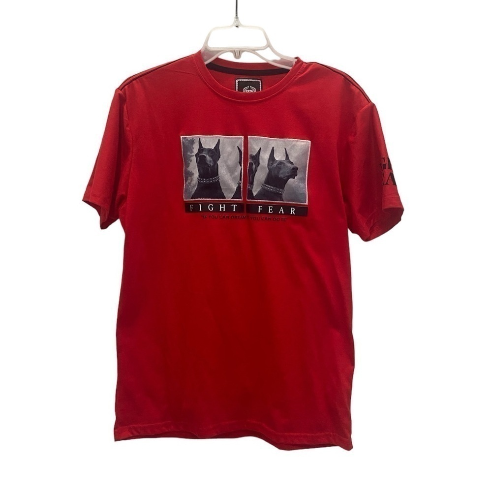 Fight Fear Men Red Graphic Tee Size Medium